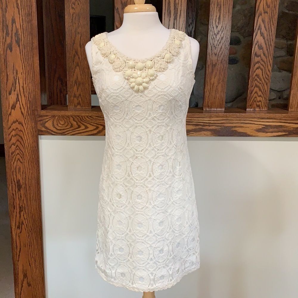 Dress barn off white lace dress, 6 Petite